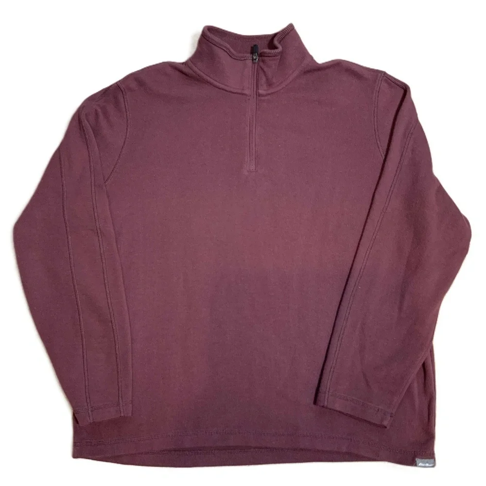 Eddie Bauer Maroon QuarterZip Long Sleeve Pullover Sweater XL Grunge Granola Boy
